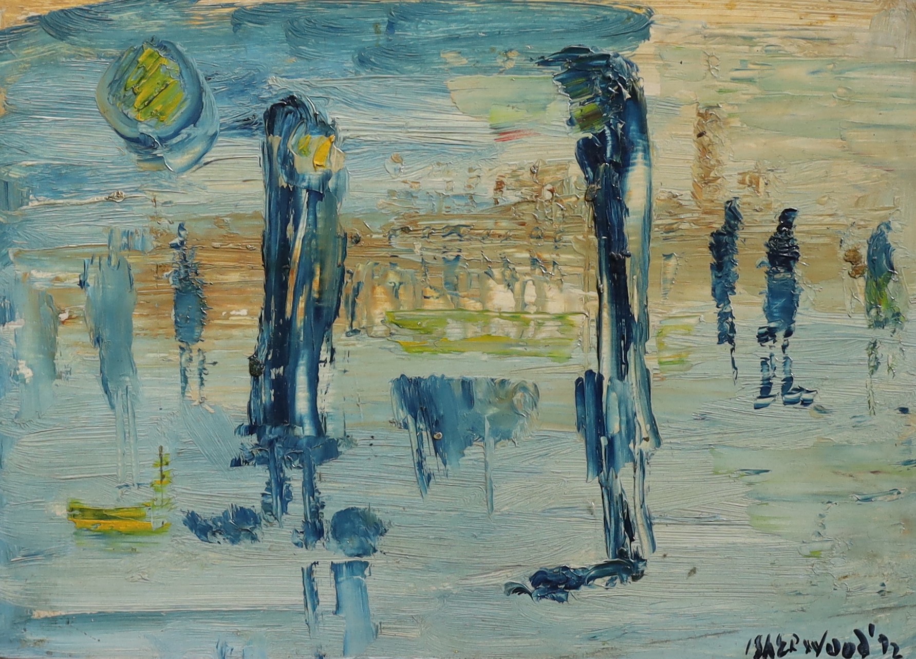 James Lawrence Isherwood (British, 1917- 1989), 'Rain Wigan', oil on board, 25 x 35cm
